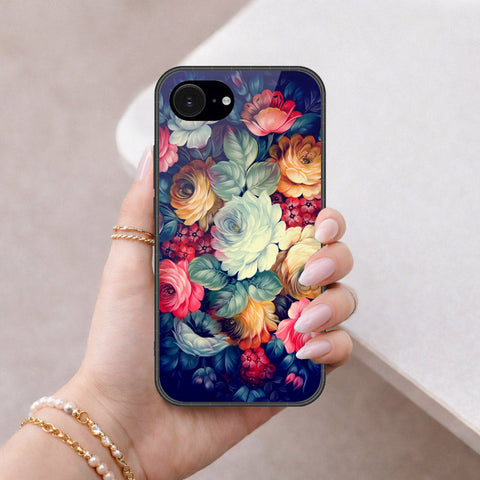 iPhone 18e Cover - Foral Series 2 - HQ Ultra Shine Premium Infinity Glass Soft Silicon Borders Case