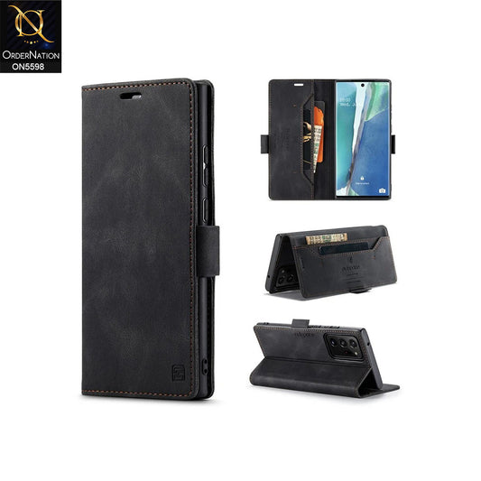 Samsung Galaxy Note 20 Ultra Cover - Black -  AutSpace Soft Slim Folio Flip PU Leather RFID Blocking Wallet Case with 2 Cards Slot