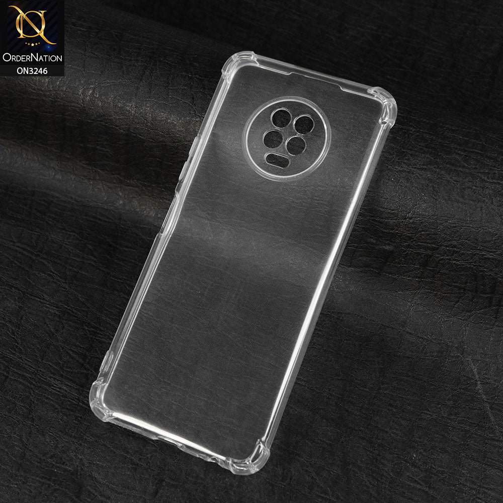 Infinix Note 7 Cover - Transparent -  Soft 4D Design Shockproof Silicone Transparent Clear Camera Protection Case