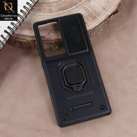 Samsung Galaxy S23 Ultra 5G Cover - Black - New High Grade Quality Armor Case With Metal Ring And Kickstand And Sliding Camera Protection