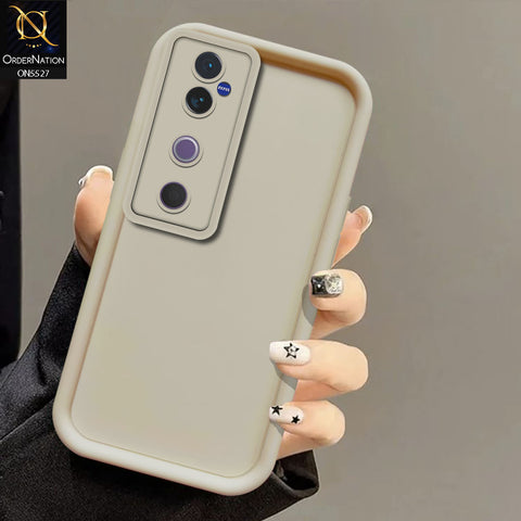 Vivo V40 Pro Cover - Off White -Soft Silicone Case With Round Bumper Matte TPU Shockproof Cover