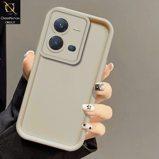 Vivo V25e Cover - Off White -Soft Silicone Case With Round Bumper Matte TPU Shockproof Cover