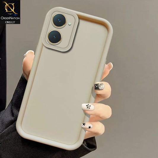 Vivo Y03 Cover - Off White -Soft Silicone Case With Round Bumper Matte TPU Shockproof Cover