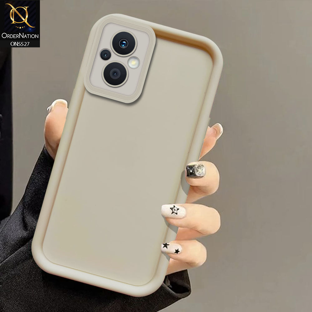 Oppo Reno8 Z Cover - Off White -Soft Silicone Case With Round Bumper Matte TPU Shockproof Cover