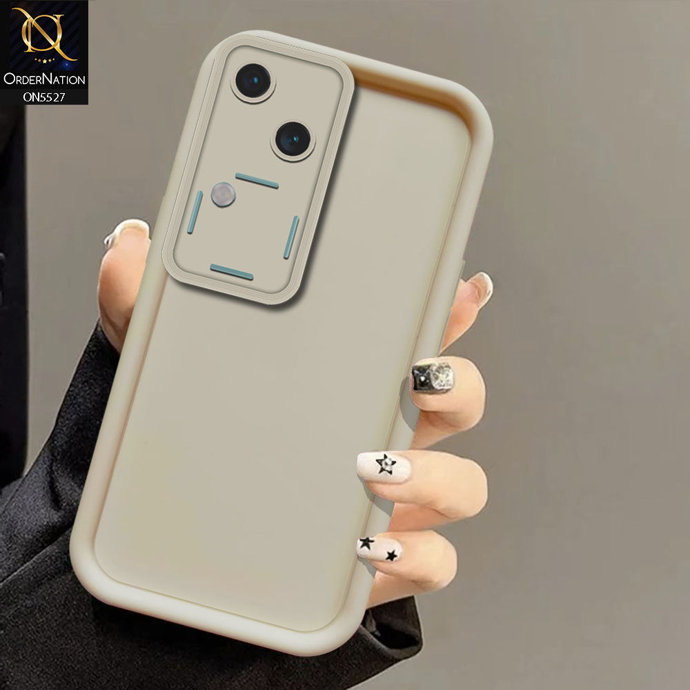 Vivo V30 Cover - Off White -Soft Silicone Case With Round Bumper Matte TPU Shockproof Cover