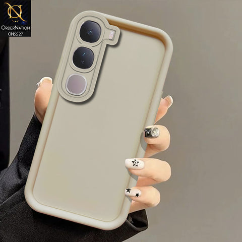 Vivo Y200 (2025) Cover - Off White -Soft Silicone Case With Round Bumper Matte TPU Shockproof Cover