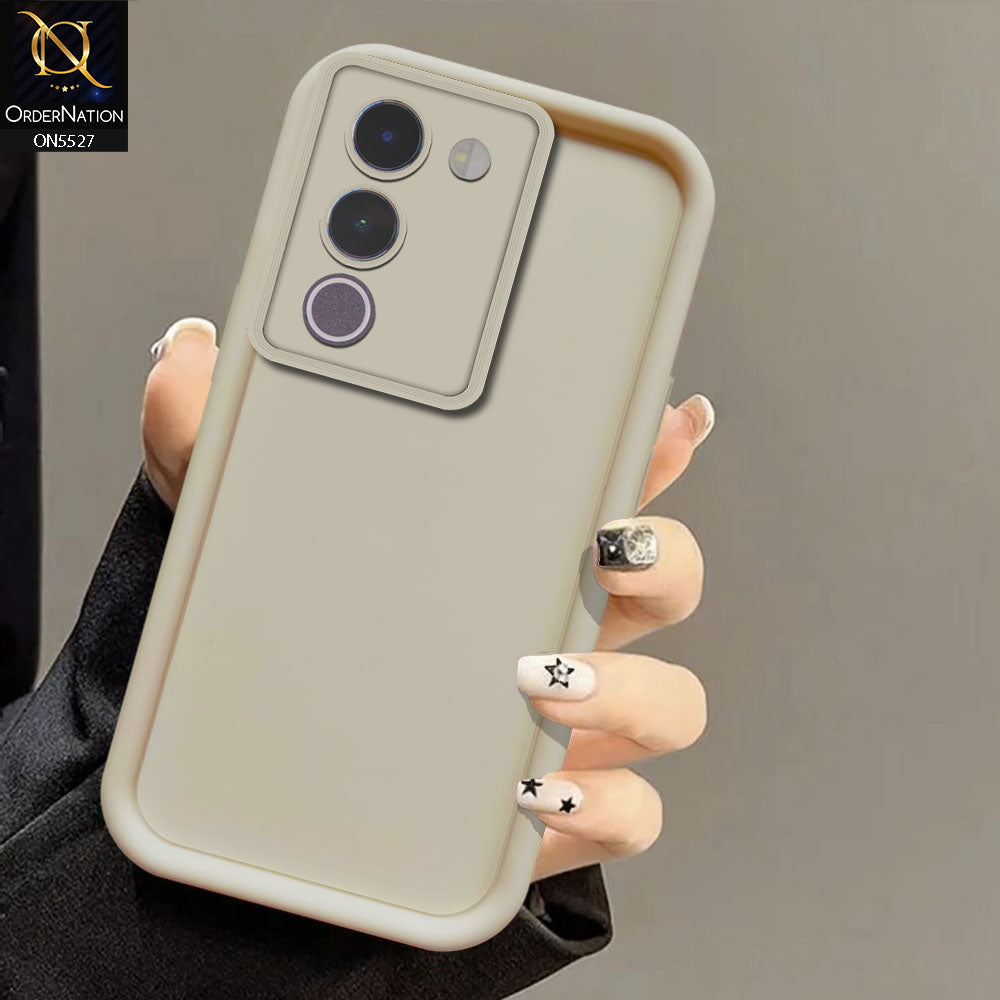 Vivo V29e Cover - Off White -Soft Silicone Case With Round Bumper Matte TPU Shockproof Cover