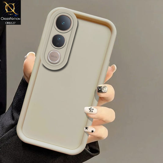 Vivo V50 Lite Cover - Off White -Soft Silicone Case With Round Bumper Matte TPU Shockproof Cover