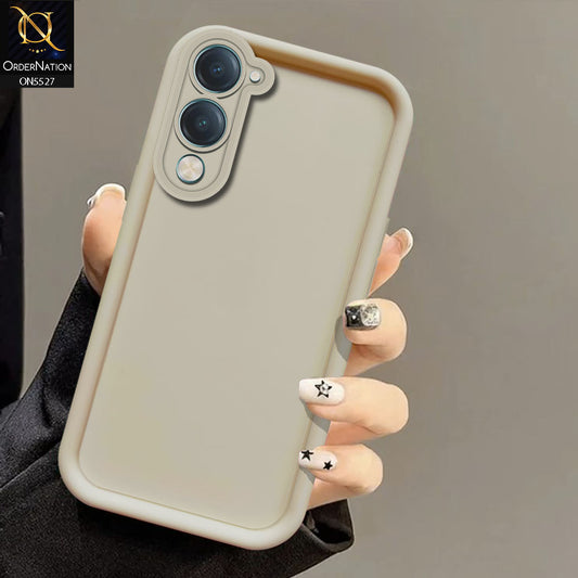 Vivo Y04 Cover - Off White -Soft Silicone Case With Round Bumper Matte TPU Shockproof Cover