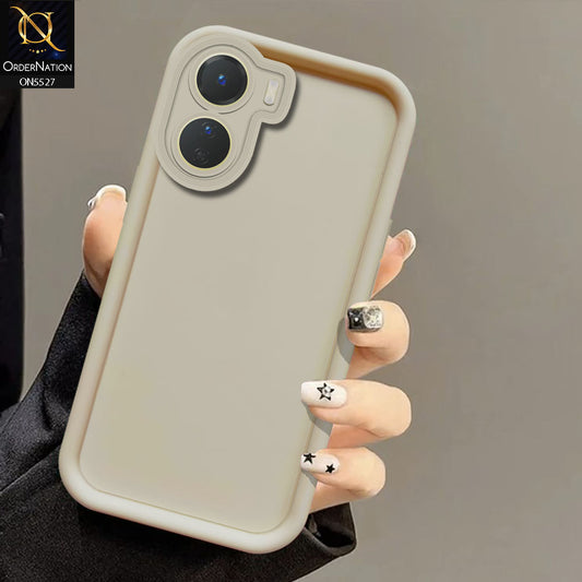 Vivo Y16 Cover - Off White -Soft Silicone Case With Round Bumper Matte TPU Shockproof Cover