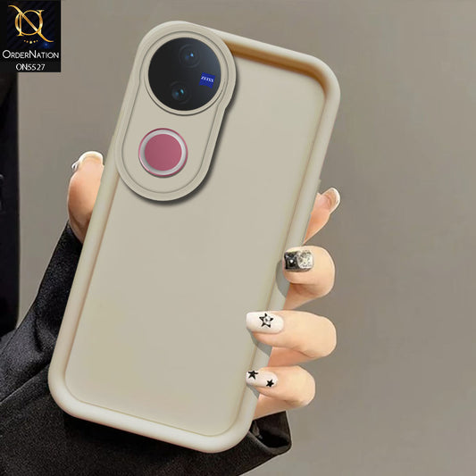 vivo V50 Cover - Off White -Soft Silicone Case With Round Bumper Matte TPU Shockproof Cover