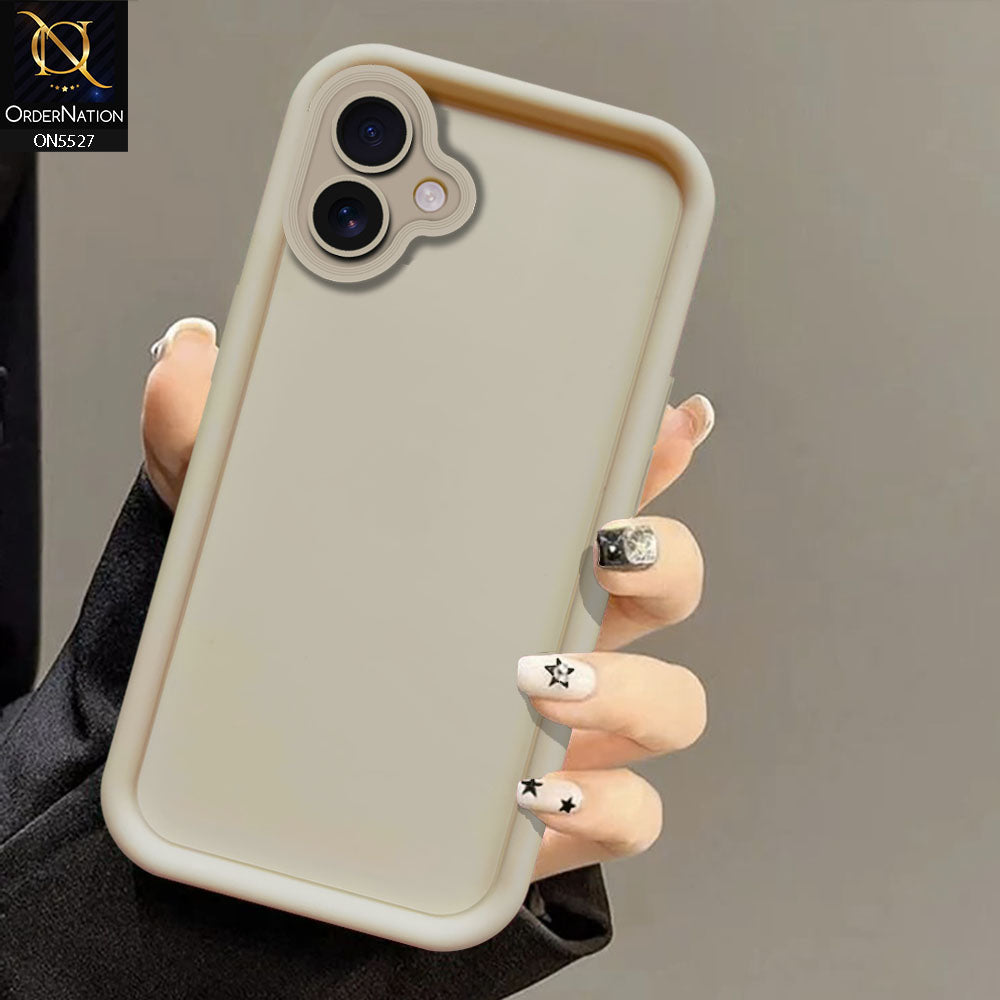 iPhone 16 Plus Cover - Off White -Soft Silicone Case With Round Bumper Matte TPU Shockproof Cover
