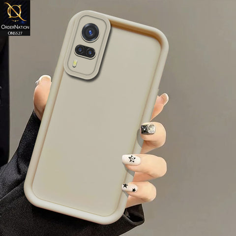 Vivo Y51 (2020 December) Cover - Off White -Soft Silicone Case With Round Bumper Matte TPU Shockproof Cover