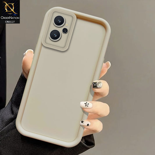 Oppo A96 4G Cover - Off White - Soft Silicone Case With Round Bumper Matte TPU Shockproof Cover