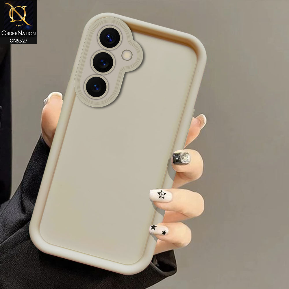 Samsung Galaxy S25 Plus Cover - Off White -Soft Silicone Case With Round Bumper Matte TPU Shockproof Cover