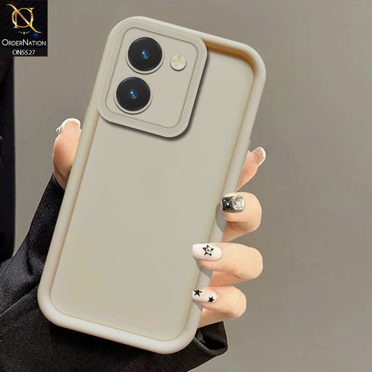 Vivo Y36 4G Cover - Off White -Soft Silicone Case With Round Bumper Matte TPU Shockproof Cover