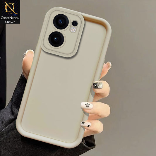 Oppo Reno 13F 4G Cover - Off White -Soft Silicone Case With Round Bumper Matte TPU Shockproof Cover