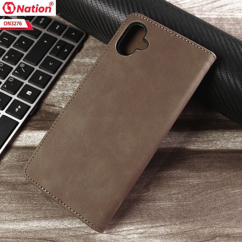 Samsung Galaxy M04 4G Cover - Light Brown - ONation Business Flip Series - Premium Magnetic Leather Wallet Flip book Card Slots Soft Case