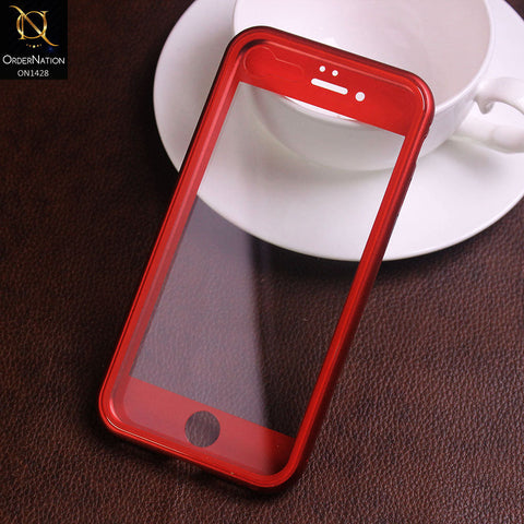 iPhone SE 2020 Cover - Red - Latest Magnetic Case With Two-Sided Tempered Glass For Screen And Back 360 Full Protection Cover