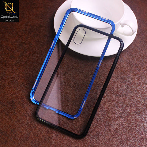 iPhone XS / X - Blue - Latest Magnetic Case With Two-Sided Tempered Glass For Screen And Back 360 Full Protection Cover