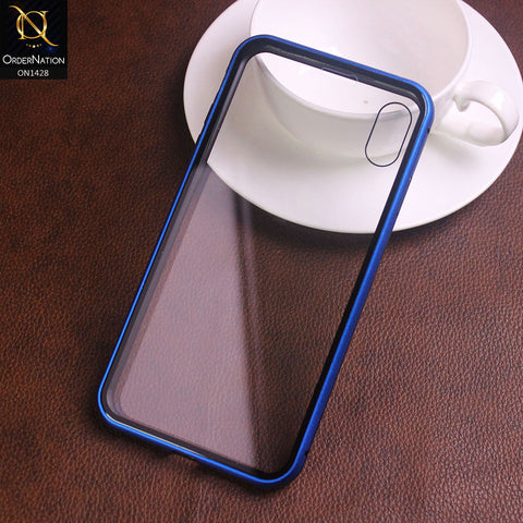iPhone XS / X - Blue - Latest Magnetic Case With Two-Sided Tempered Glass For Screen And Back 360 Full Protection Cover