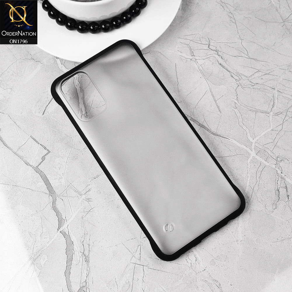 Oppo A92 Cover - Black - Soft Colorful Border Semi Transparent Back Shell Case