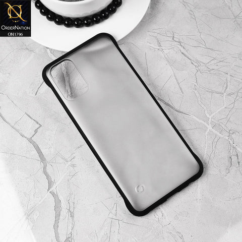 Oppo A92 Cover - Black - Soft Colorful Border Semi Transparent Back Shell Case