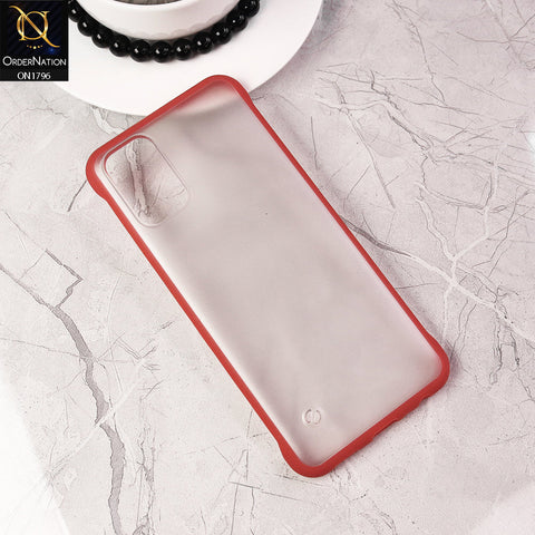 Oppo A92 Cover - Red - Soft Colorful Border Semi Transparent Back Shell Case