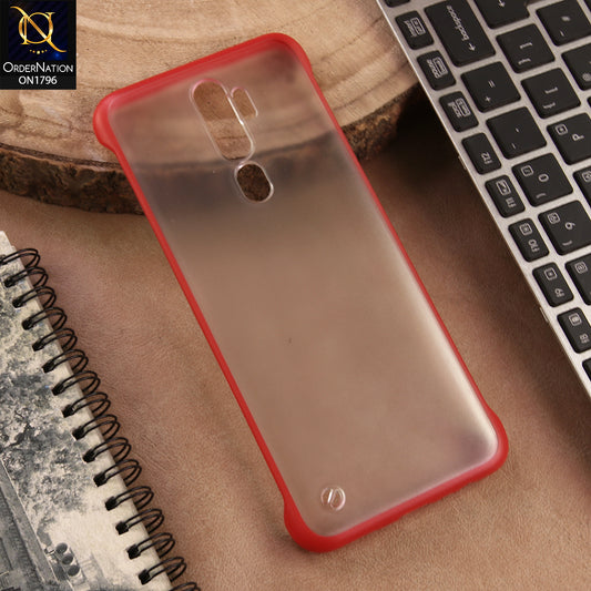 Oppo A5 2020 Cover  - Red - Soft Colorful Border Semi Transparent Back Shell Case
