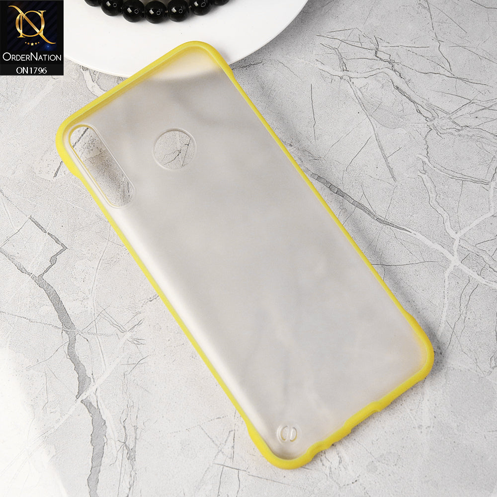 Tecno Camon 12 Cover - Yellow - Soft Colorful Border Semi Transparent Back Shell Case
