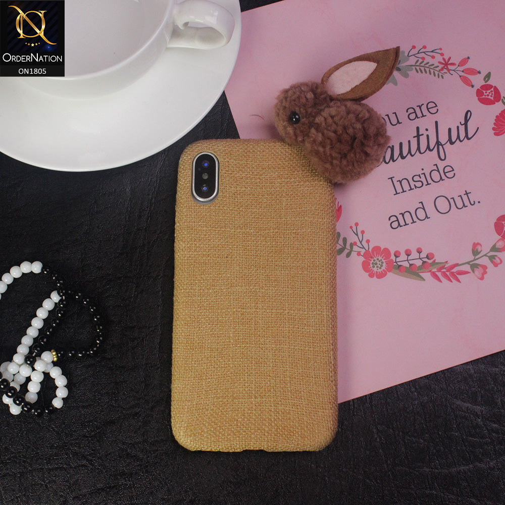 iPhone XR - Brown - Cartoon Jeans Febric 3D Cartoon Soft Back Shell Case