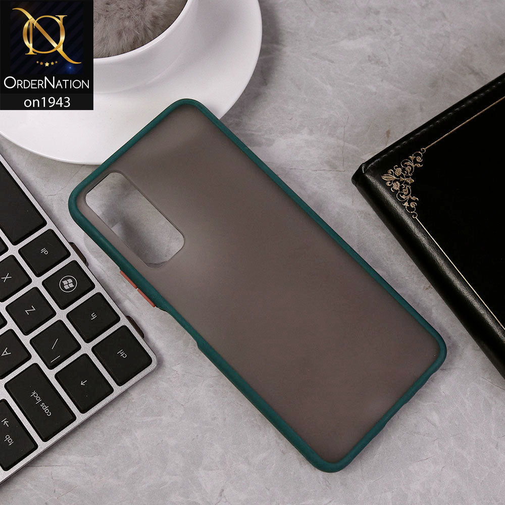 Vivo Y31 Cover - Dark Green - Luxury Semi Tranparent Color Frame Matte Hard PC Protective Case