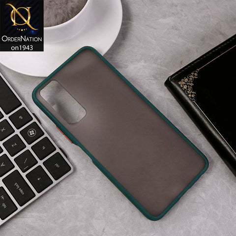 Vivo Y31 Cover - Dark Green - Luxury Semi Tranparent Color Frame Matte Hard PC Protective Case
