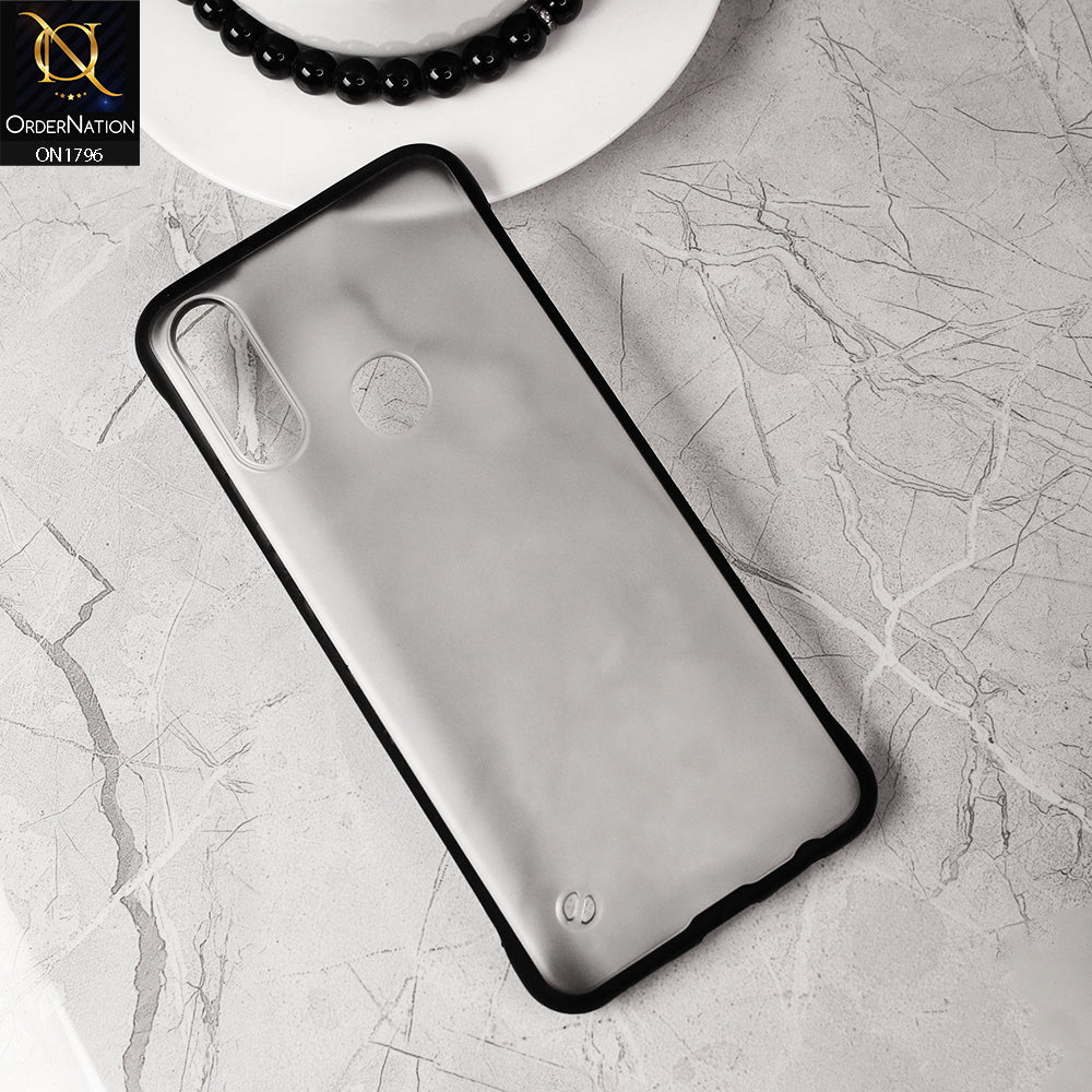 Oppo A8 Cover - Black - Soft Colorful Border Semi Transparent Back Shell Case