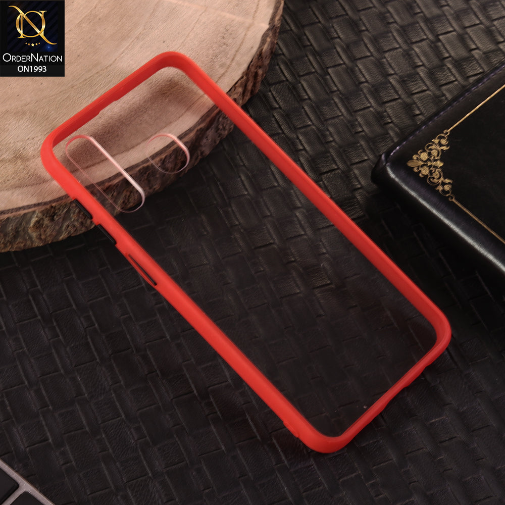 Samsung Galaxy A20  Cover - Red -  Shiny Acrylic Anti-Shock Bumper Transparent Back Case