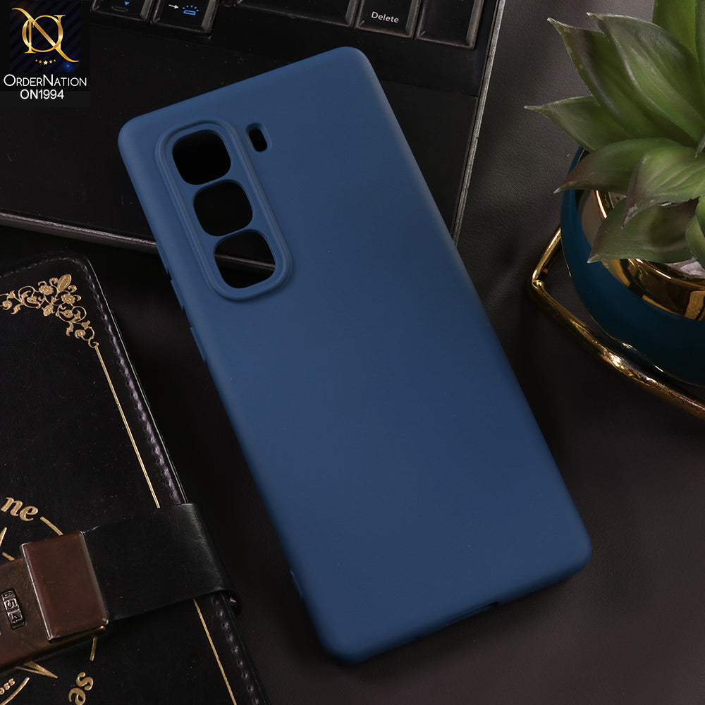 Infinix Hot 50 Pro Cover - Blue - New Matte Blue Silicone Case  Soft Touch Slim Back Cover