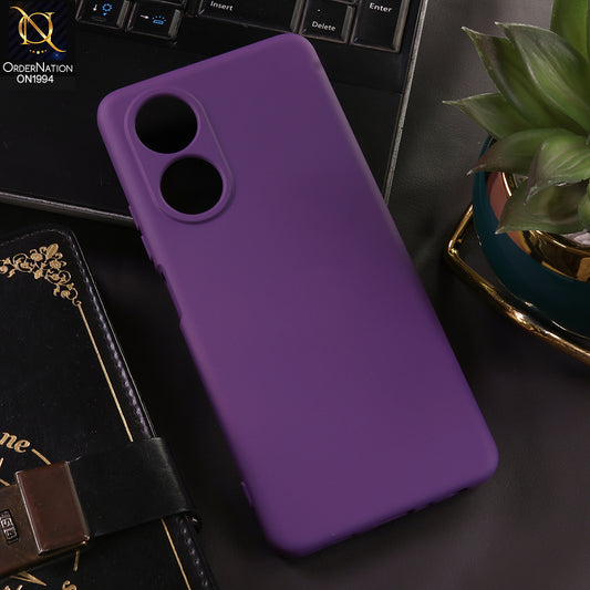 Oppo A58 4G Cover - Purple - New Matte Purple Silicone Case  Soft Touch Slim Back Cover