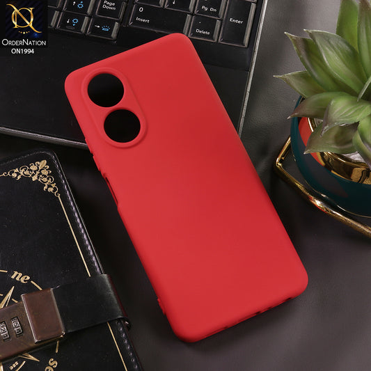 Oppo A58 4G Cover - Red - New Matte Red Silicone Case  Soft Touch Slim Back Cover