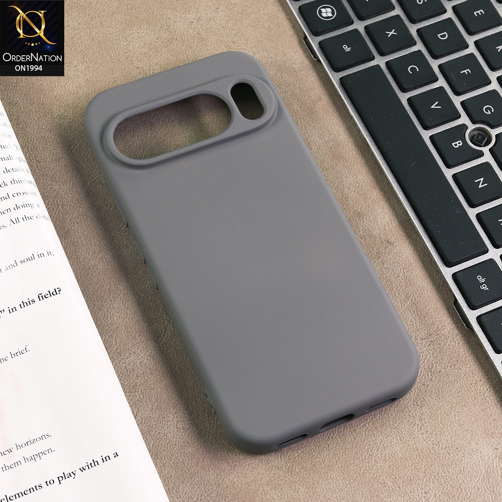 Google Pixel 10 Cover - Gray - New Matte Blue Silicone Case  Soft Touch Slim Back Cover