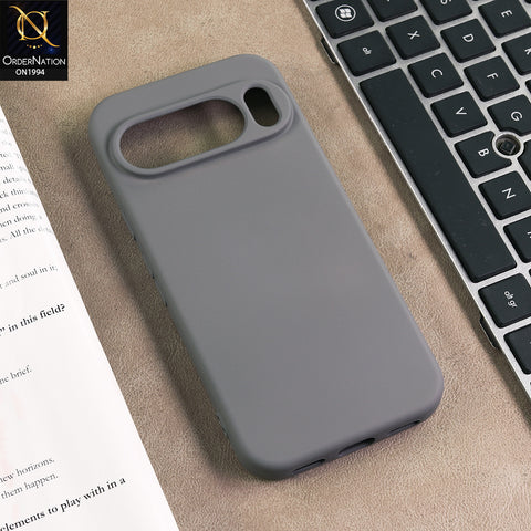 Google Pixel 10 Cover - Gray - New Matte Blue Silicone Case  Soft Touch Slim Back Cover