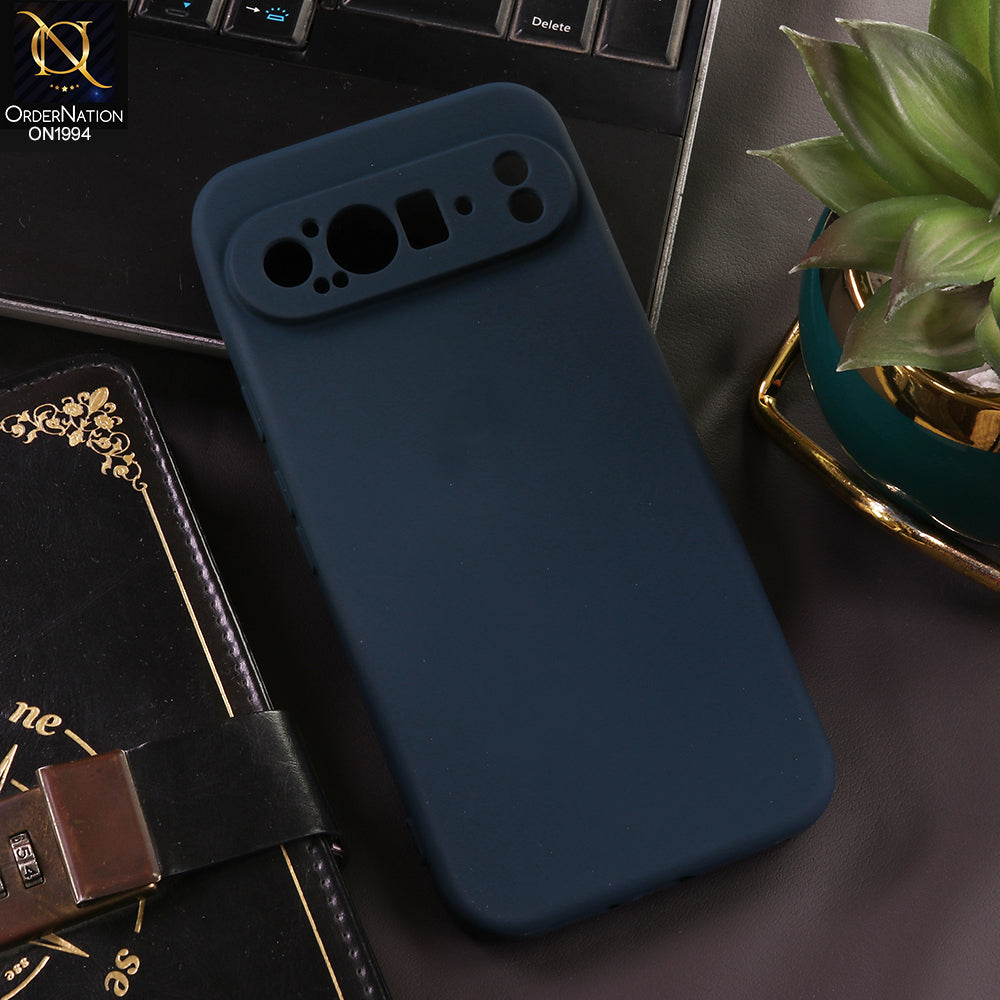 Google Pixel 9 Pro XL Cover - Midnight Blue - New Matte Blue Silicone Case  Soft Touch Slim Back Cover