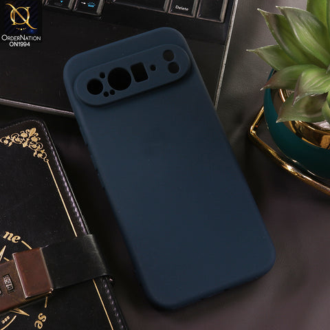 Google Pixel 9 Pro XL Cover - Midnight Blue - New Matte Blue Silicone Case  Soft Touch Slim Back Cover