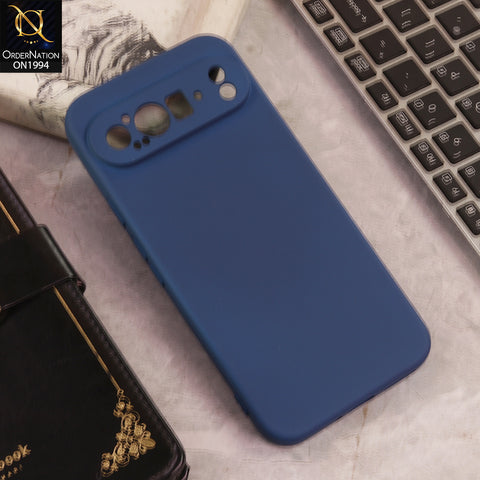 Google Pixel 9 Pro XL  Cover  - Blue - New Matte Gray Silicone Case  Soft Touch Slim Back Cover