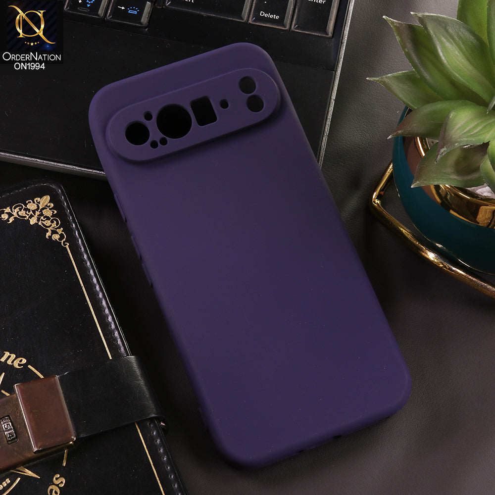 Google Pixel 9 Pro XL Cover - Dark Purple - New Matte Dark Purple Silicone Case  Soft Touch Slim Back Cover