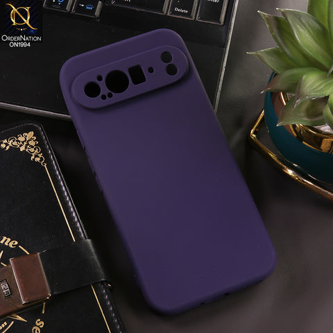 Google Pixel 9 Pro XL Cover - Dark Purple - New Matte Dark Purple Silicone Case  Soft Touch Slim Back Cover