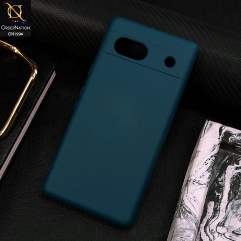 Google Pxel 7a Cover - Blue - Matte Shockproof Sillica Gel Soft Case