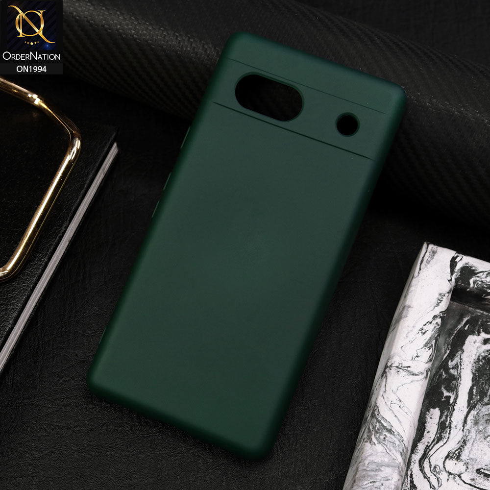 Google Pxel 7a Cover - Dark Green - Matte Shockproof Sillica Gel Soft Case