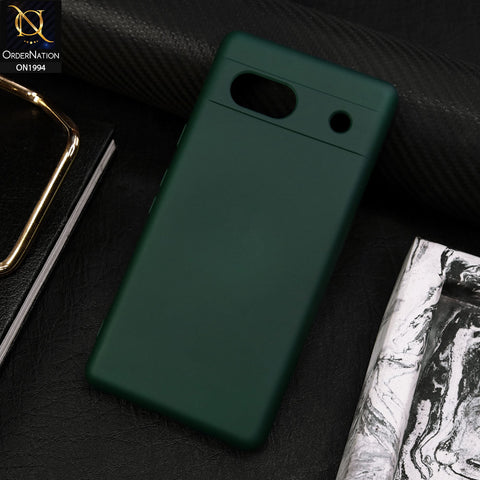 Google Pxel 7a Cover - Dark Green - Matte Shockproof Sillica Gel Soft Case