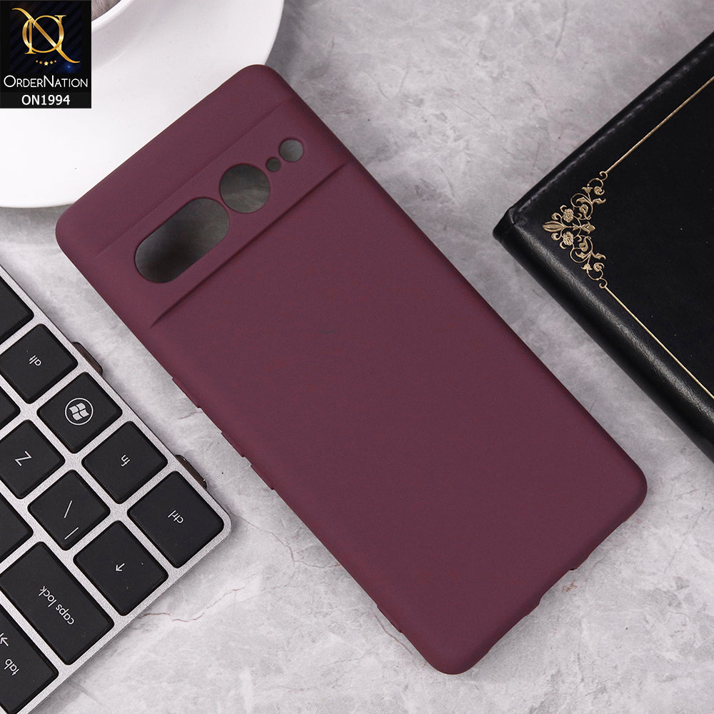 Google Pixel 7 Pro Cover - Maroon - Matte Shockproof Sillica Gel Soft Case