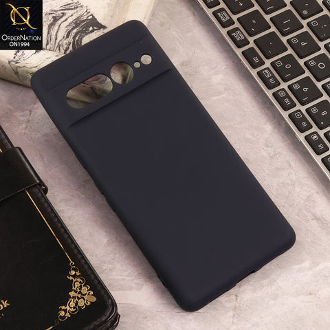 Google Pixel 7 Pro  Cover  - Midnight Blue - New Matte Gray Silicone Case  Soft Touch Slim Back Cover